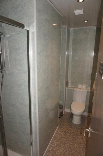 利兹边境住宿加早餐酒店的一间带卫生间和玻璃淋浴间的浴室