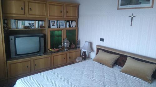 沃尼奥尔茨沃什海吉Gerania ház的一间卧室配有一张床和一台电视