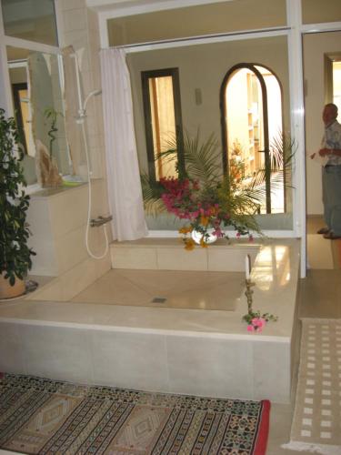 厄尔·坎皮洛·德·罗达尔Complejo La Ermita的一间带大镜子和浴缸的浴室