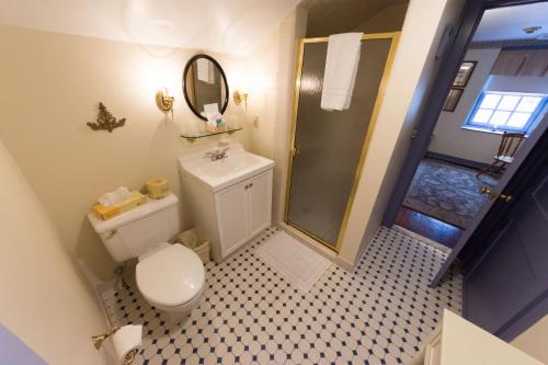 费城Thomas Bond House的一间带卫生间和淋浴的小浴室