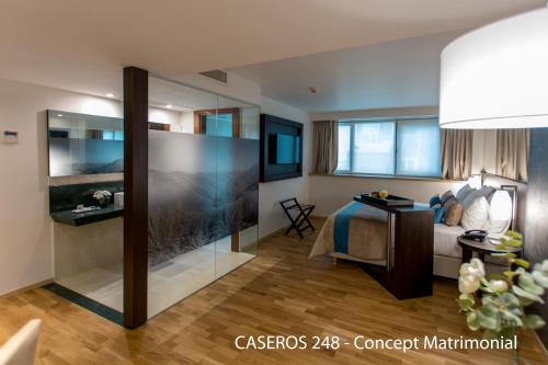 Caseros 248 Hotel的电视和/或娱乐中心