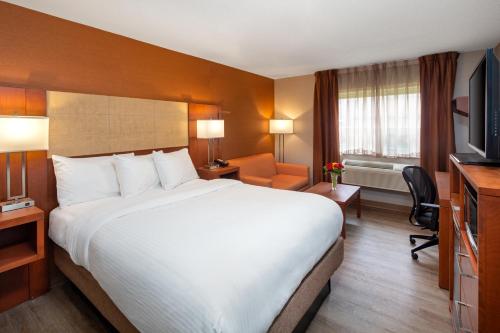 列治文山Canadas Best Value Inn-Richmond Hill的酒店客房设有一张大床和一台电视。