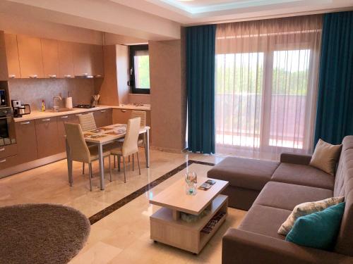 马马亚Sophia 3 Luxury Apartments的客厅配有沙发和桌子