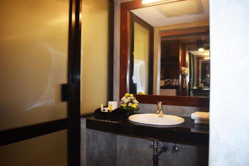 康提提兰卡酒店的一间带水槽和镜子的浴室