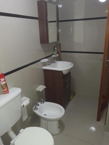 维拉卡洛斯帕兹Departamento的一间带卫生间和水槽的浴室