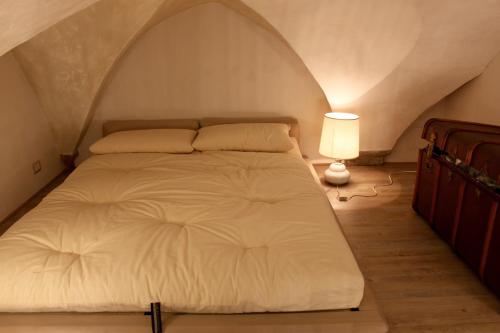 阿雷佐Casa enzo的一间卧室设有一张带拱形天花板的床