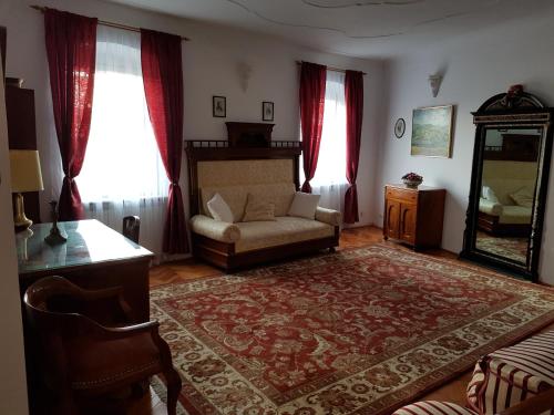 锡比乌桑提诺公寓的带沙发和镜子的客厅