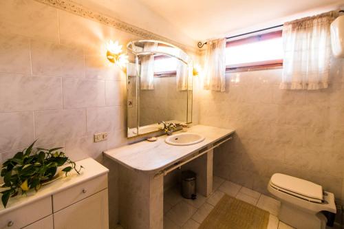 坎丕里亚麦利蒂玛Residence Oasis的一间带水槽、镜子和卫生间的浴室