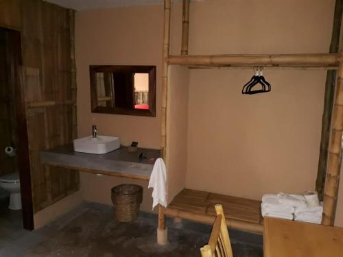 巴耶斯城Eco Hotel Casa Kima的一间带水槽和镜子的浴室