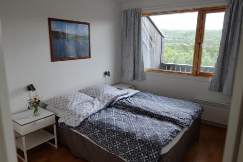 耶卢Fjelltun Fritidsleiligheter, leilighet 407的一间卧室设有一张床和一个窗口
