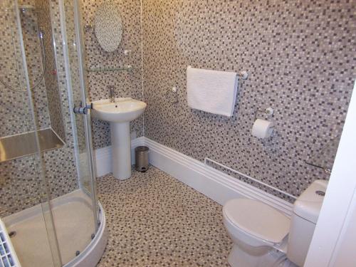 布里德灵顿赫里斯旅馆的一间带水槽、卫生间和淋浴的浴室