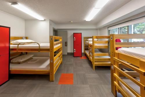 埃德蒙顿HI Edmonton - Hostel的宿舍间设有4张双层床。