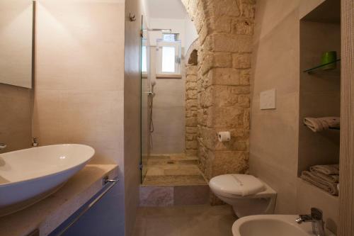 孔韦尔萨诺Dimora a Corte的一间带水槽、卫生间和淋浴的浴室