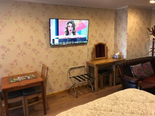 奥克兰卡斯卡德汽车旅馆的一间墙上配有电视的房间,配有一张床