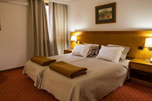 福莫苏村卢西塔诺酒店的一间卧室配有一张大床和两个枕头