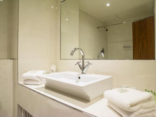特拉利百利柔海兹酒店的白色的浴室设有水槽和镜子