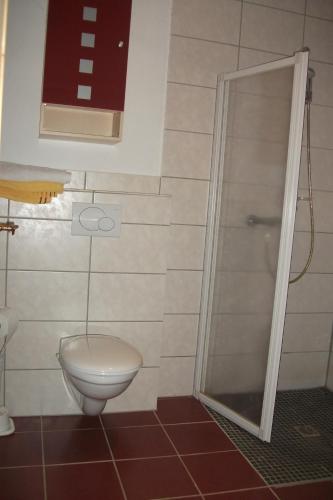 JethausenLandhaus-Nordseekueste的一间带卫生间和淋浴的浴室