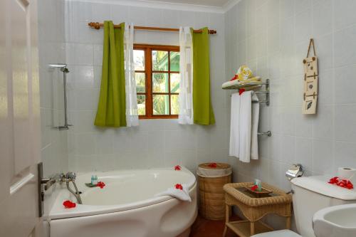 塞尔夫岛塞尔夫岛酒店的带浴缸、卫生间和盥洗盆的浴室
