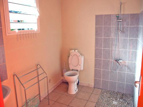 Le Bois de NèflesGITE-Hotel LA CAZ DES ORANGERS的一间带卫生间和淋浴的浴室