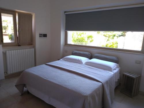 洛科罗通多Pignarè的一间卧室设有一张大床和大窗户