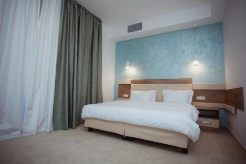 克卢日-纳波卡Tci Social Club的一间卧室设有一张大床和一个大窗户