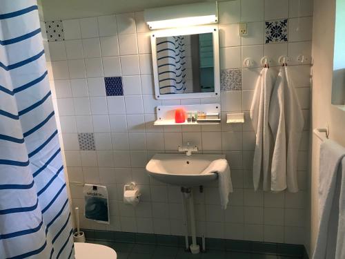 齐斯维勒莱厄圣海伦度假中心酒店的一间带水槽和镜子的浴室