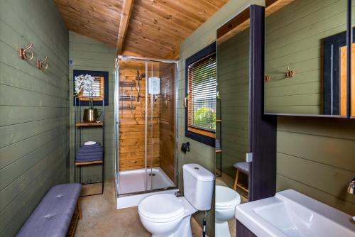 克拉伦代克Bonaire Boutique Resort的浴室配有卫生间、淋浴和盥洗盆。