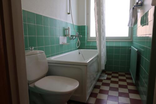 耶夫勒大道住宿加早餐旅馆的浴室配有卫生间、浴缸和水槽。