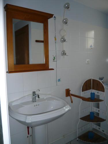 MontsLa grange de Candé的浴室设有白色水槽和镜子