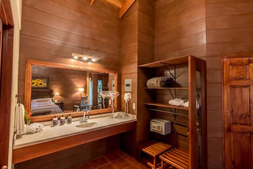 福尔图纳宁静乡村酒店的一间带水槽和镜子的浴室