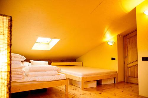 ZhemoyteleAkmeninis Bebras的黄色客房 - 带床和天窗