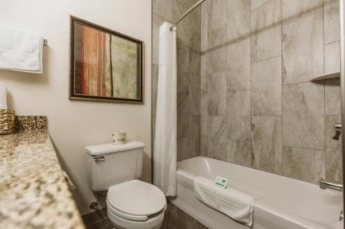 俾斯麦EverSpring Suites的浴室配有卫生间、浴缸和水槽。