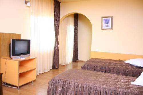 米拉多泽西斯兹维拉德尔塔旅行旅馆 - 米拉23的酒店客房设有两张床和电视。