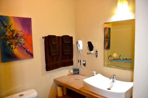 兹波利特Casablanca Guest House - Adults Only - Starlink Internet!的一间带水槽和镜子的浴室