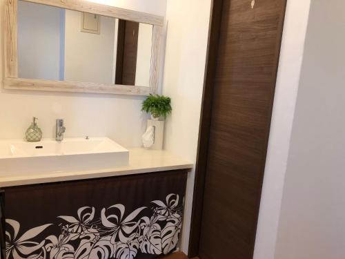 奄美Guest room Halemakana的一间带水槽和镜子的浴室