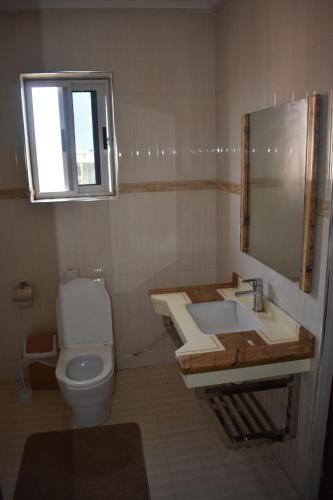 ChantanCascade Hotel的一间带卫生间、水槽和窗户的浴室