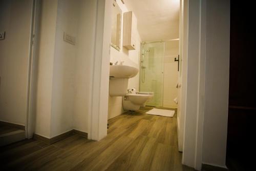 格拉维纳普利亚Le Segrete的一间带水槽、卫生间和淋浴的浴室
