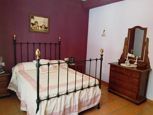 奥尔希瓦CORTIJO LALO的一间卧室配有一张床和一个带镜子的梳妆台