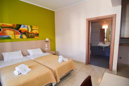 安迪基拉伊利达诺斯酒店的一间酒店客房 - 带一张床和一间浴室