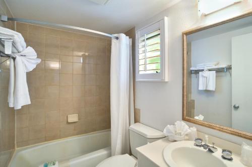 基韦斯特蓝枪鱼汽车旅馆的一间带水槽、卫生间和镜子的浴室
