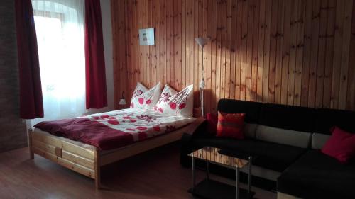 霍德梅泽瓦沙海伊阿尔福迪文德格哈兹公寓的一间卧室配有一张床和一张沙发