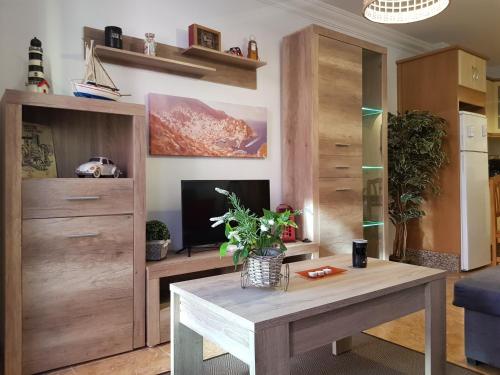 洛斯·亚诺斯·德·阿里丹Apartamento Hill Valley的客厅配有桌子和电视