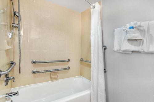 莫里斯敦莫里斯敦智选假日套房酒店的浴室配有浴缸和淋浴及浴帘