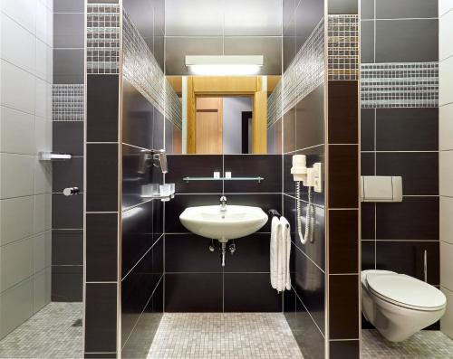 卢森堡d'Coque Hotel的一间带水槽和卫生间的浴室