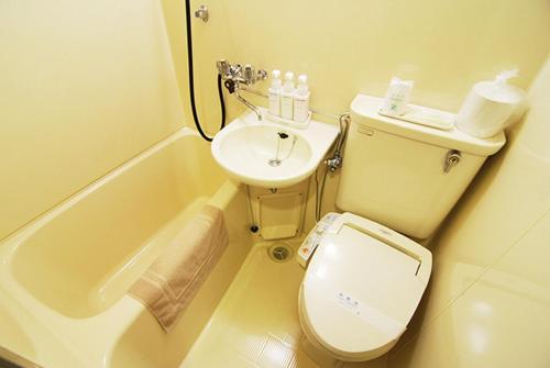 东京池袋新星酒店的一间带卫生间和水槽的小浴室