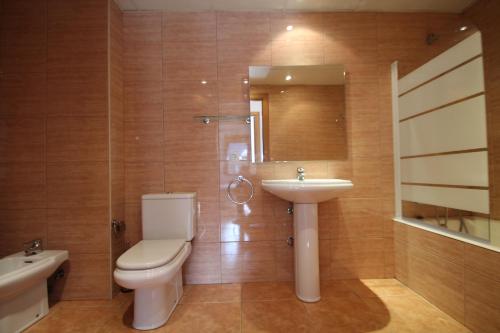 兰索尔Pont de Toneta 4,4 Ransol, Zona Grandvalira的浴室配有卫生间、盥洗盆和淋浴。