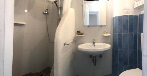 菲利库迪岛I 5 PASSI的一间带水槽、卫生间和淋浴的浴室