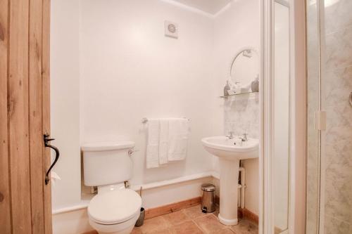 泰克利海格安克斯旅馆的白色的浴室设有卫生间和水槽。