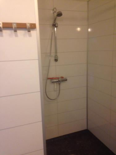 RaulandMalenes Ferieleiligheter的带淋浴喷头的浴室