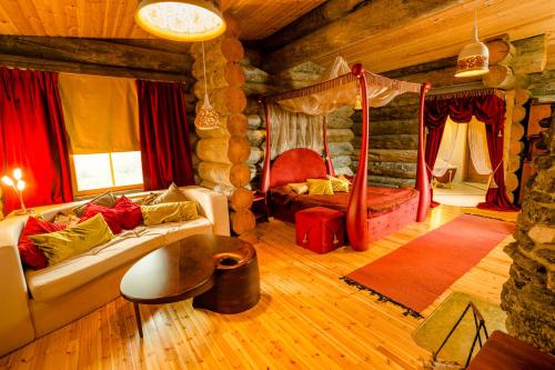 萨利色尔卡卡克斯劳塔宁阿克蒂克度假酒店 - 圆顶小屋和小木屋的客厅配有沙发和1张床